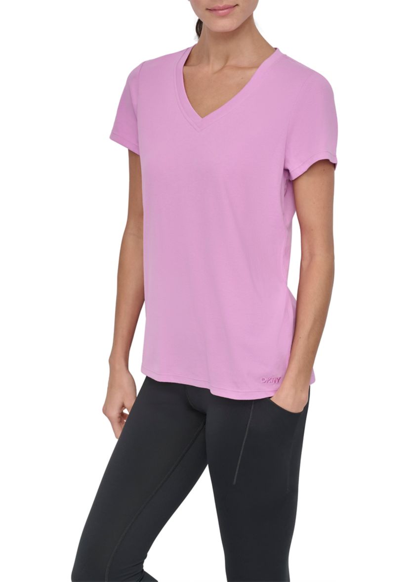 Solid V-Neck T-Shirt with Embroidered Logo 