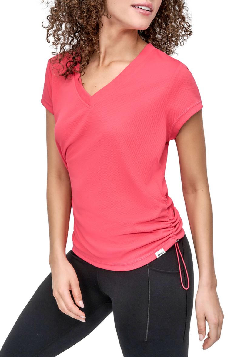 Short Sleeve Tech T-Shirt with Ruched Side Seams 