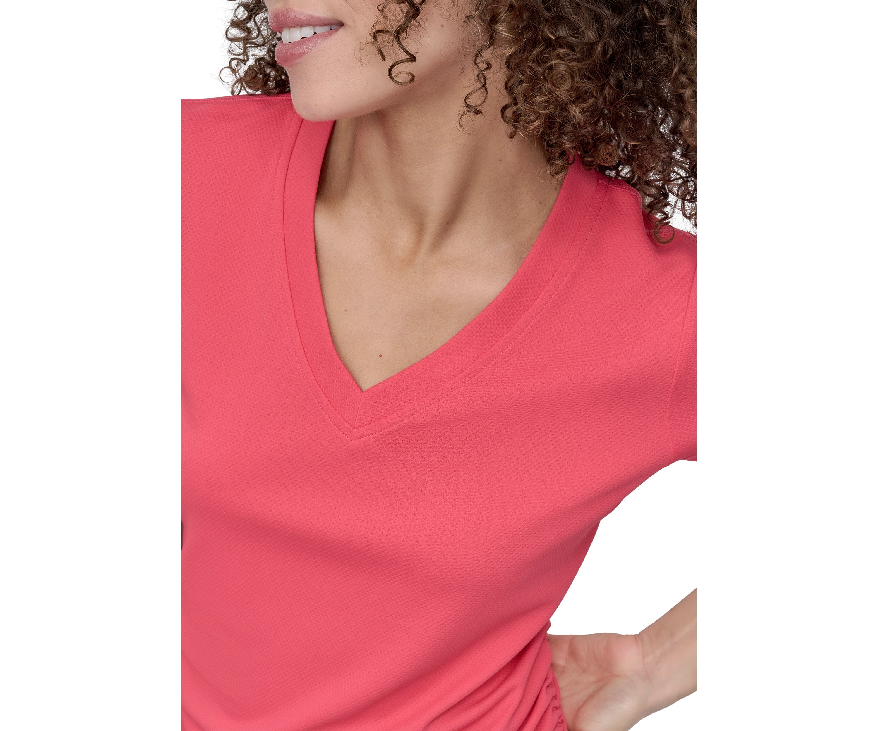 Short Sleeve Tech T-Shirt with Ruched Side Seams 