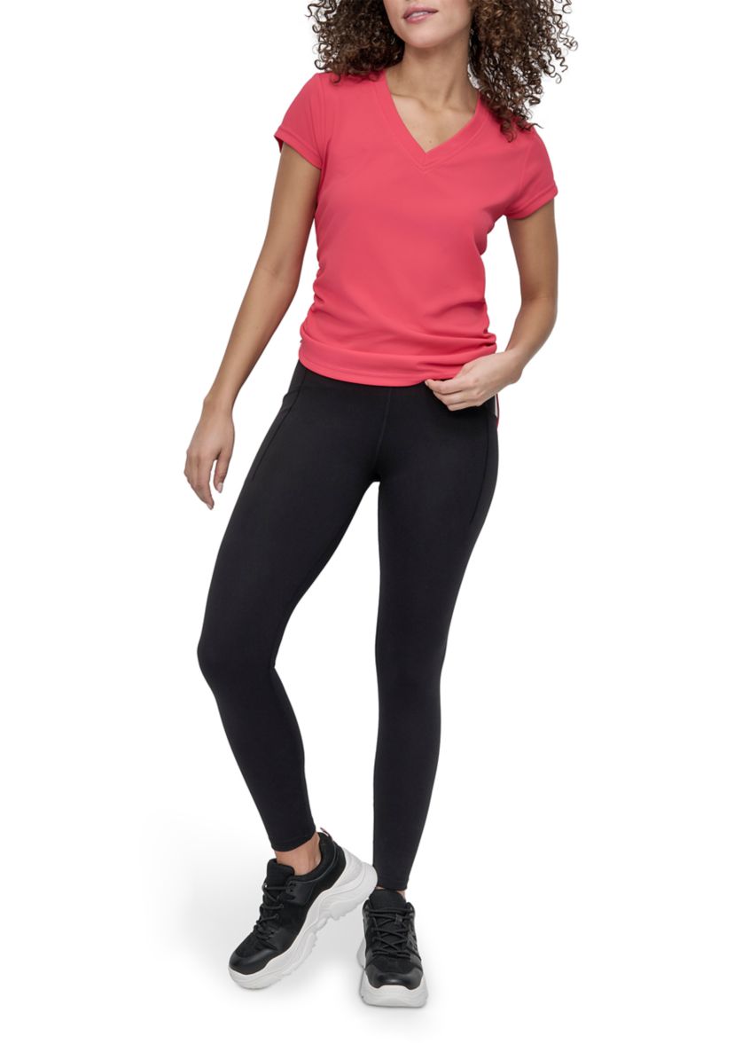 Short Sleeve Tech T-Shirt with Ruched Side Seams 