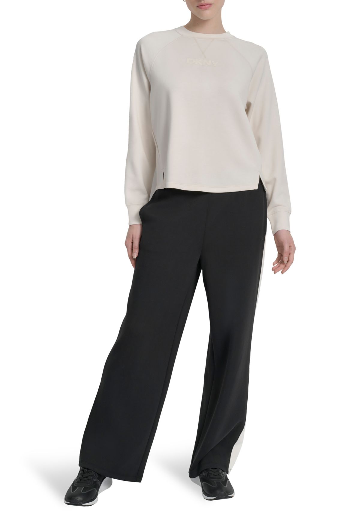 Womens Crew Neck Pullover Sweatshirt with Side Vents and HD Logo