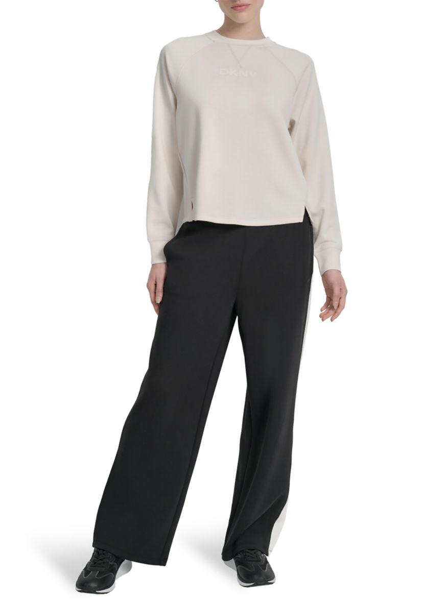 Womens Crew Neck Pullover Sweatshirt with Side Vents and HD Logo