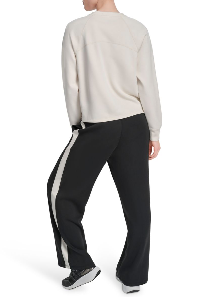 Womens Crew Neck Pullover Sweatshirt with Side Vents and HD Logo