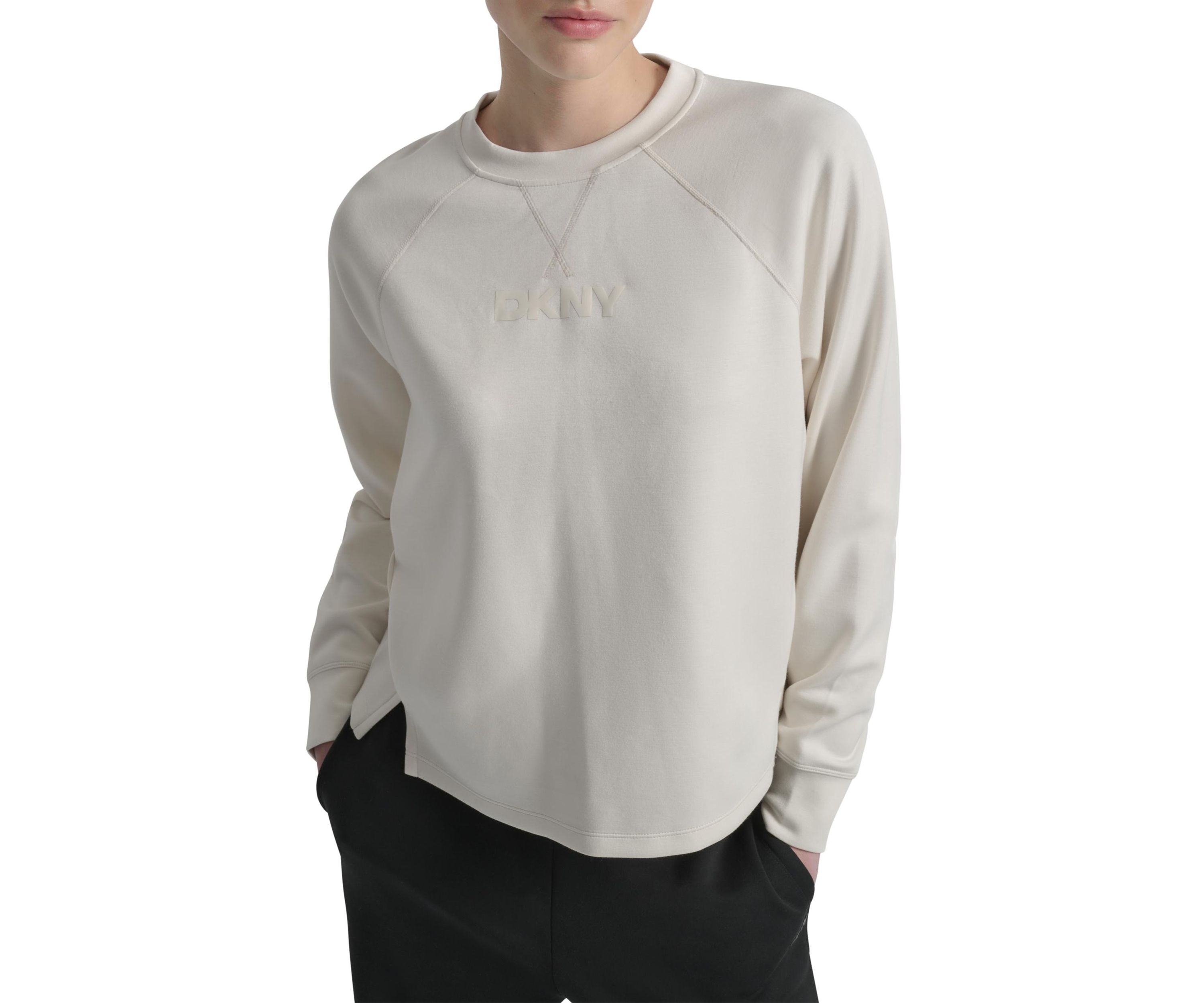 Womens Crew Neck Pullover Sweatshirt with Side Vents and HD Logo