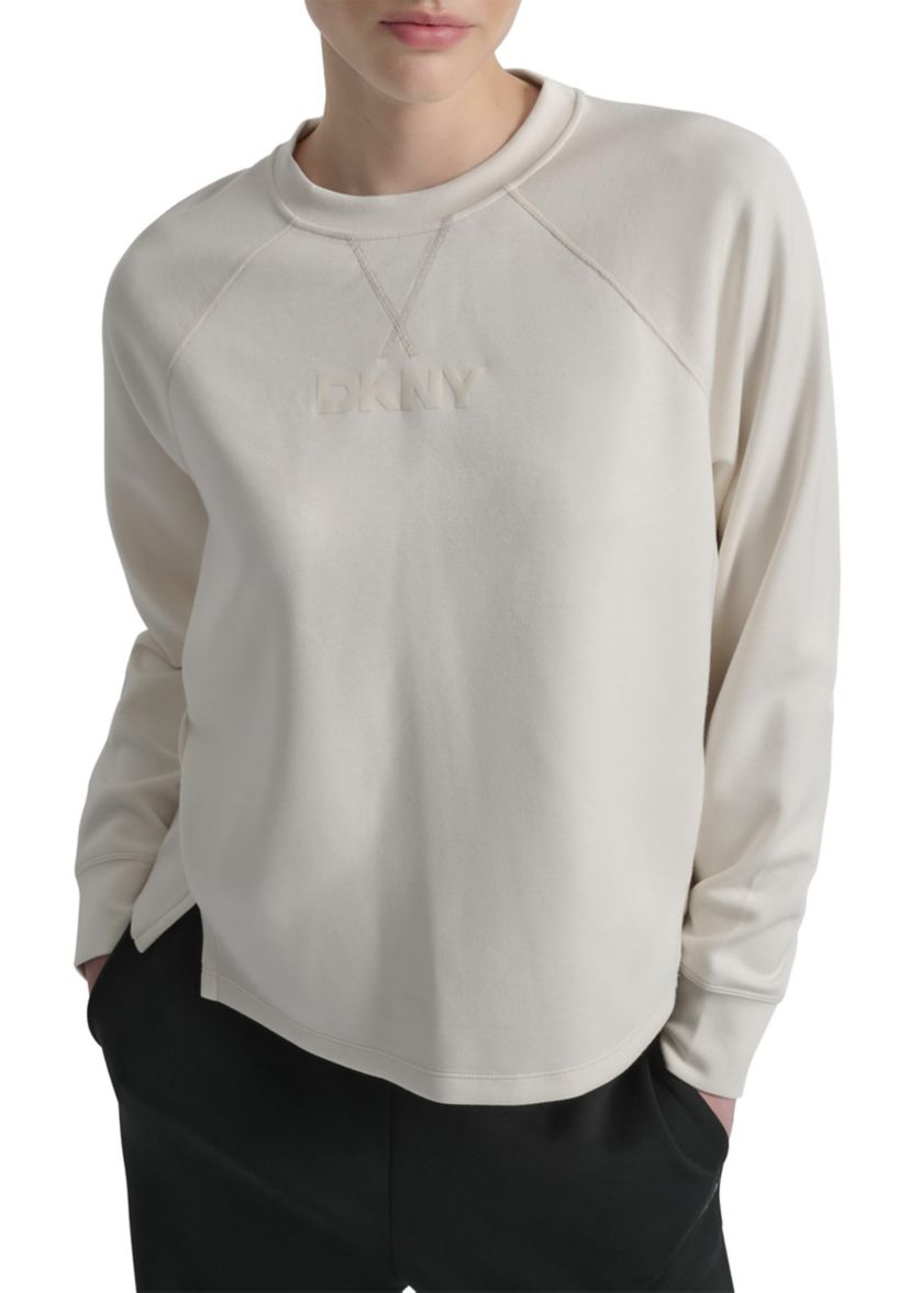 Womens Crew Neck Pullover Sweatshirt with Side Vents and HD Logo