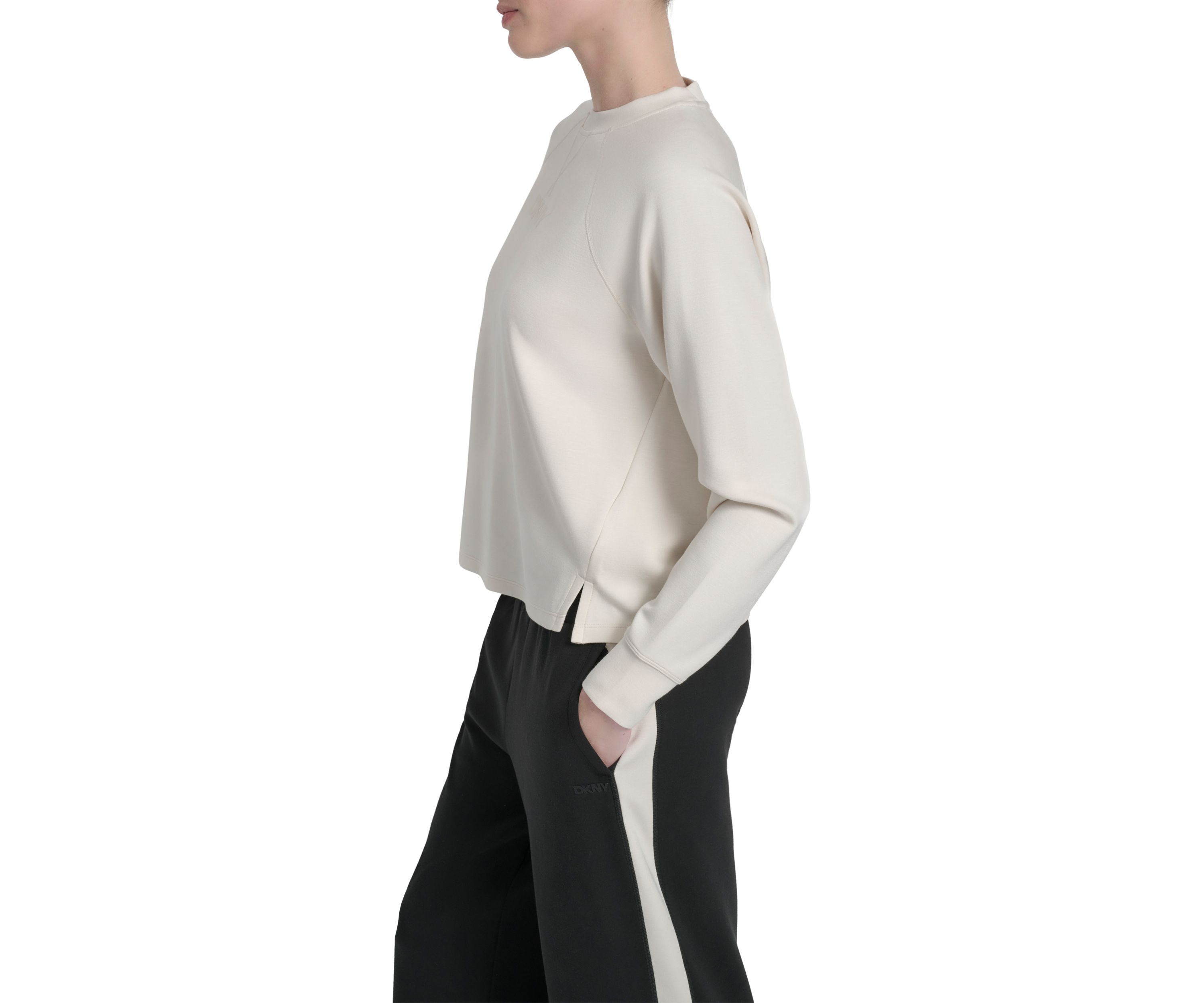 Womens Crew Neck Pullover Sweatshirt with Side Vents and HD Logo