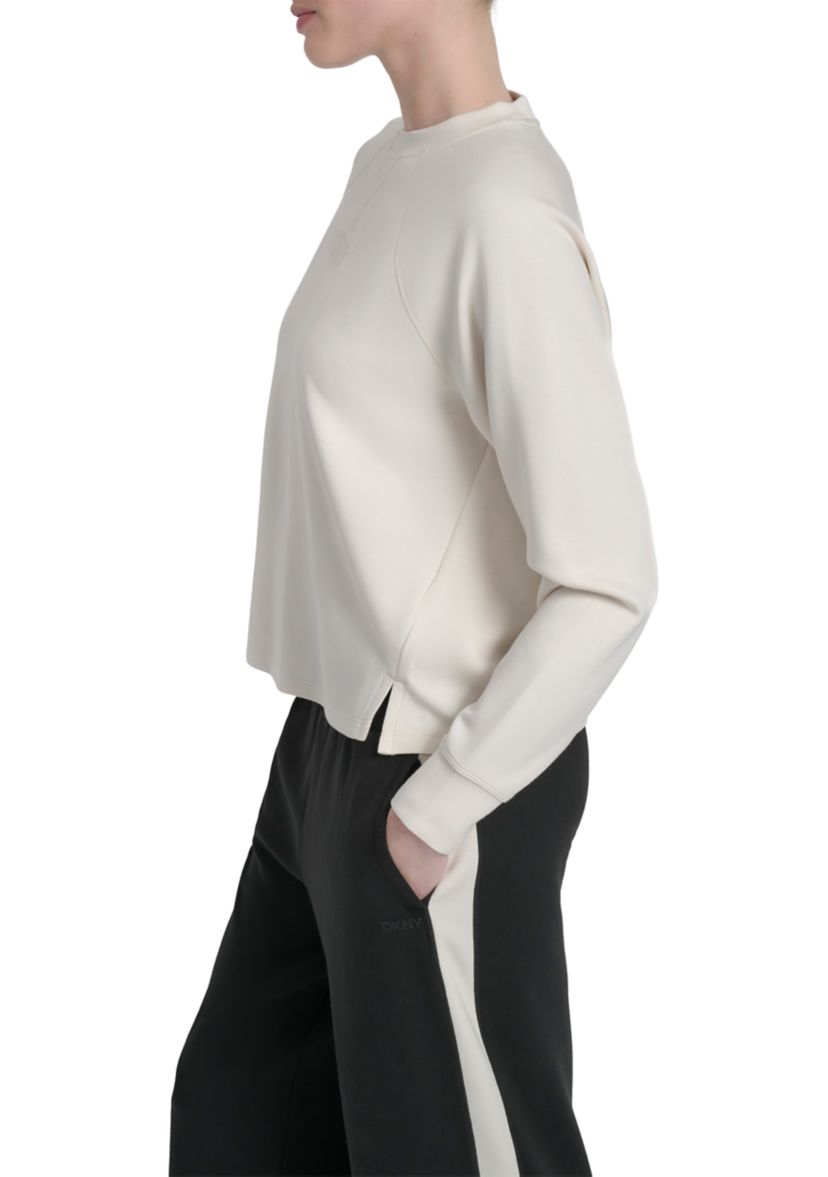 Womens Crew Neck Pullover Sweatshirt with Side Vents and HD Logo