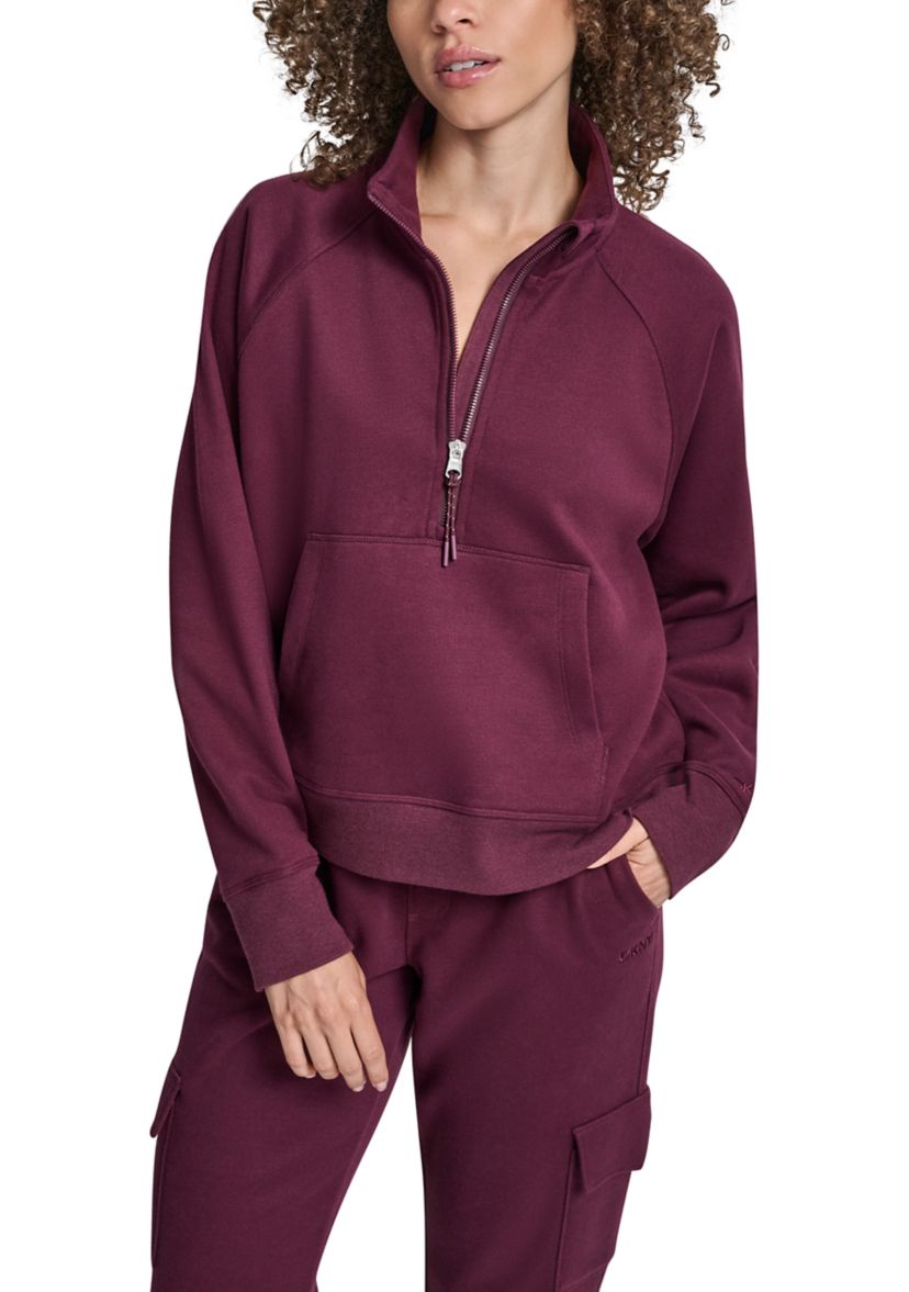 Embroidered Logo Half Zip Pullover with Kanga Pocket 