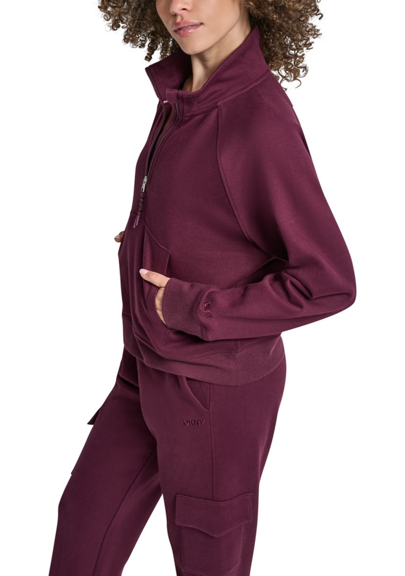 Embroidered Logo Half Zip Pullover with Kanga Pocket 