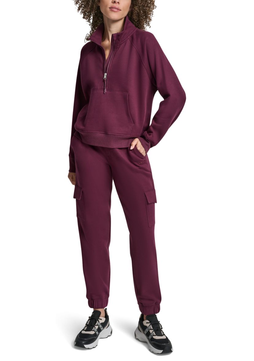 Embroidered Logo Half Zip Pullover with Kanga Pocket 