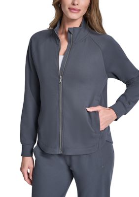 DKNY Sport Women's Tulip Hem Mock Neck Full Zip Highline Rib Jacket, XS