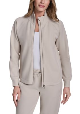 DKNY Sport Women's Tulip Hem Mock Neck Full Zip Highline Rib Jacket, XS