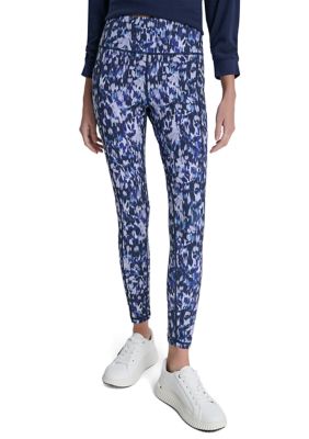 DKNY Sport Women's Elevate Interlock High Waist 7/8 Printed Fitness Tights, Small