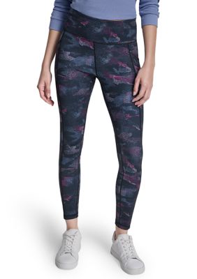 DKNY Sport Women's Elevate Interlock High Waist 7/8 Printed Fitness Tights