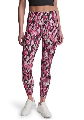 DKNY Sport Women's Elevate Interlock High Waist 7/8 Printed Fitness Tights, Small