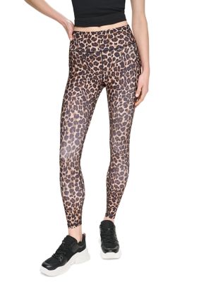 DKNY Sport Women's High Waist 7/8 Printed Fitness Tights with Pockets, XS