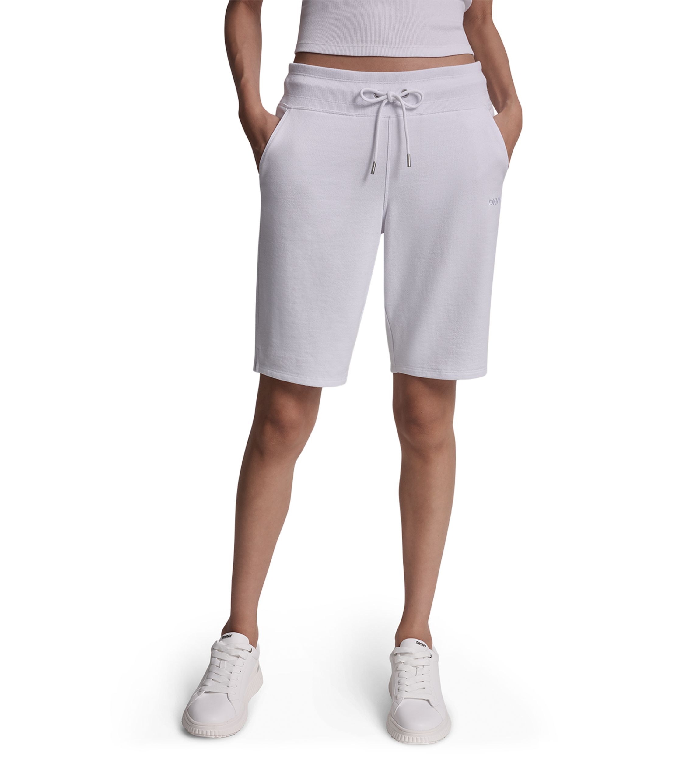 DKNY Sport Women's Embroidered Logo Bermuda Shorts with Side Vents