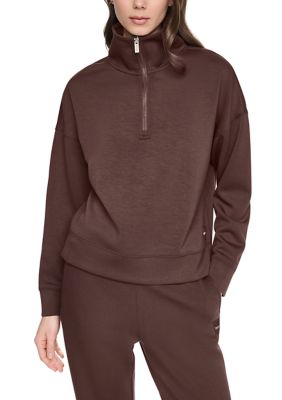 DKNY Sport Women's Highline Scuba Mock Neck Half Zip Pullover, XS