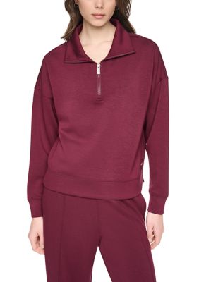 DKNY Sport Women's Highline Scuba Mock Neck Half Zip Pullover, XS