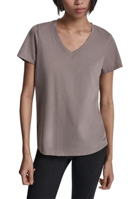 DKNY Sport Women's V-Neck T-Shirt with Embroidered Logo, XS