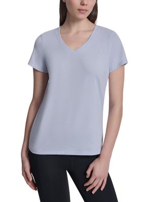 DKNY Sport Women's V-Neck T-Shirt with Embroidered Logo, XS