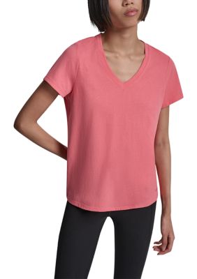 DKNY Sport Women's V-Neck T-Shirt with Embroidered Logo, XS