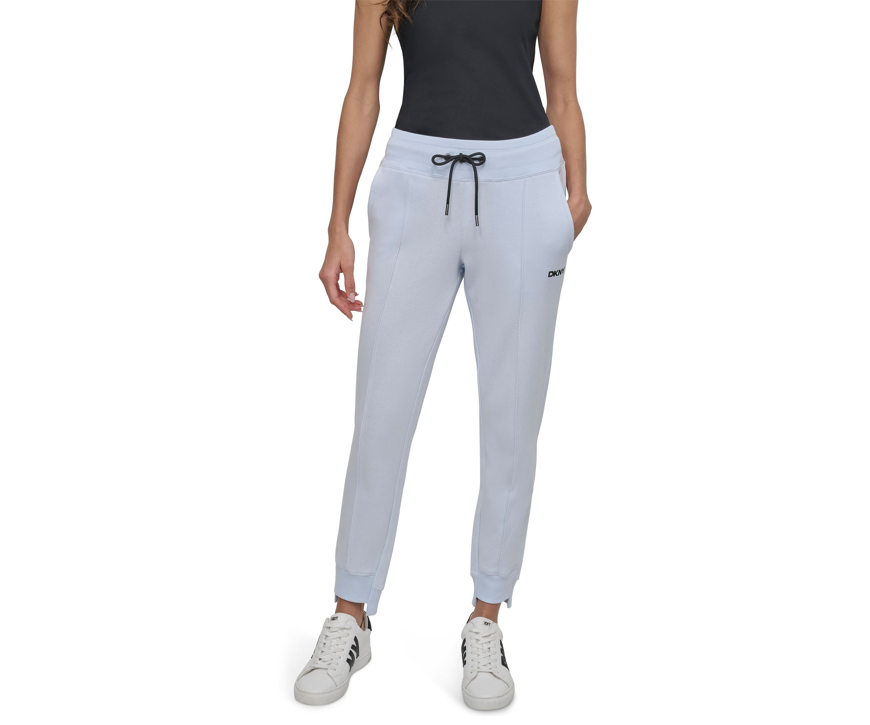 Womens Cuffed Pintuck Jogger Pants with Pockets