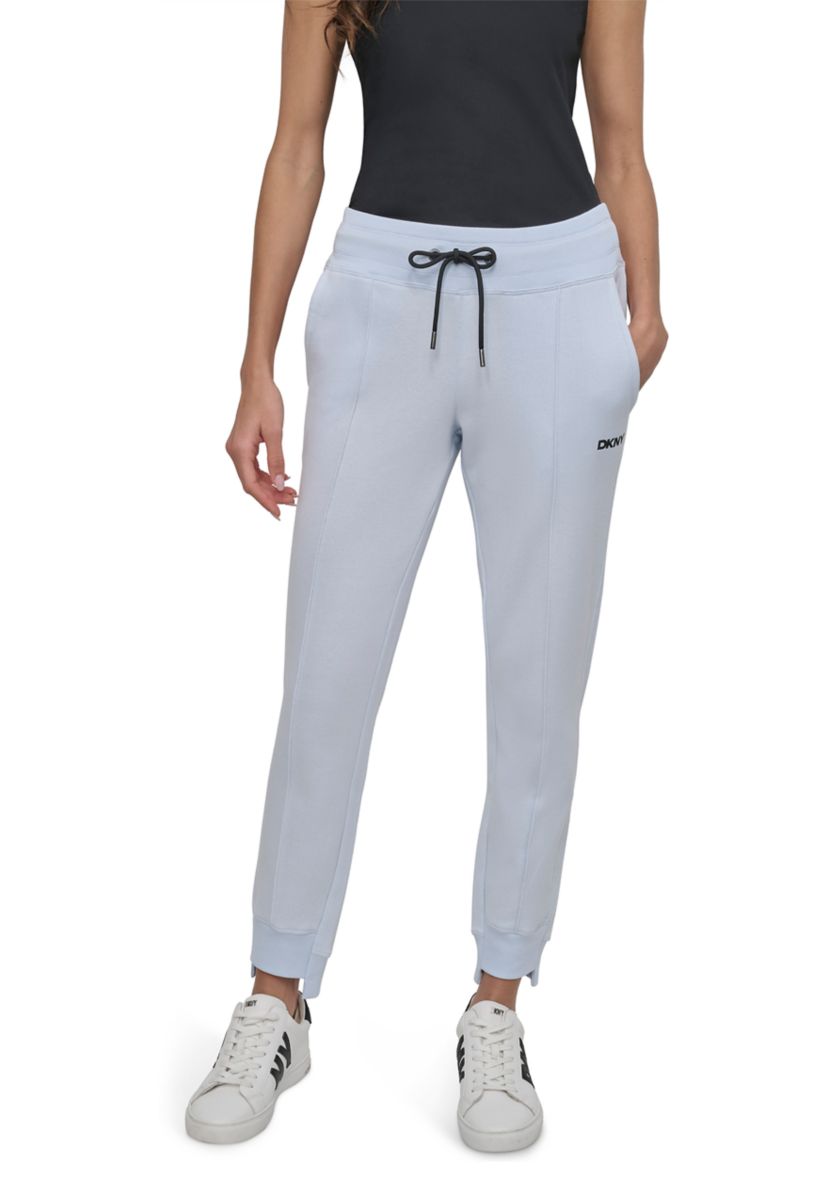 Womens Cuffed Pintuck Jogger Pants with Pockets