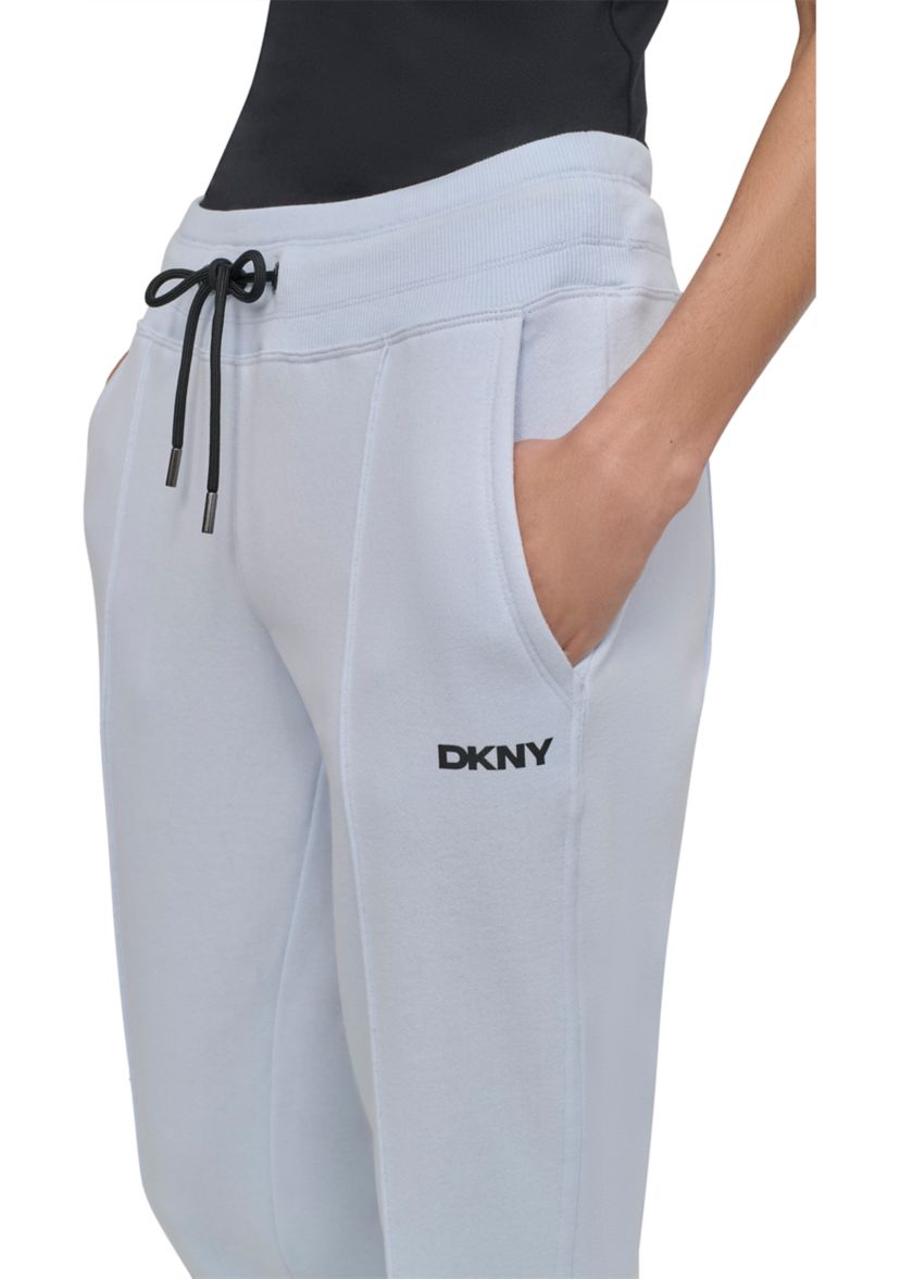 Womens Cuffed Pintuck Jogger Pants with Pockets