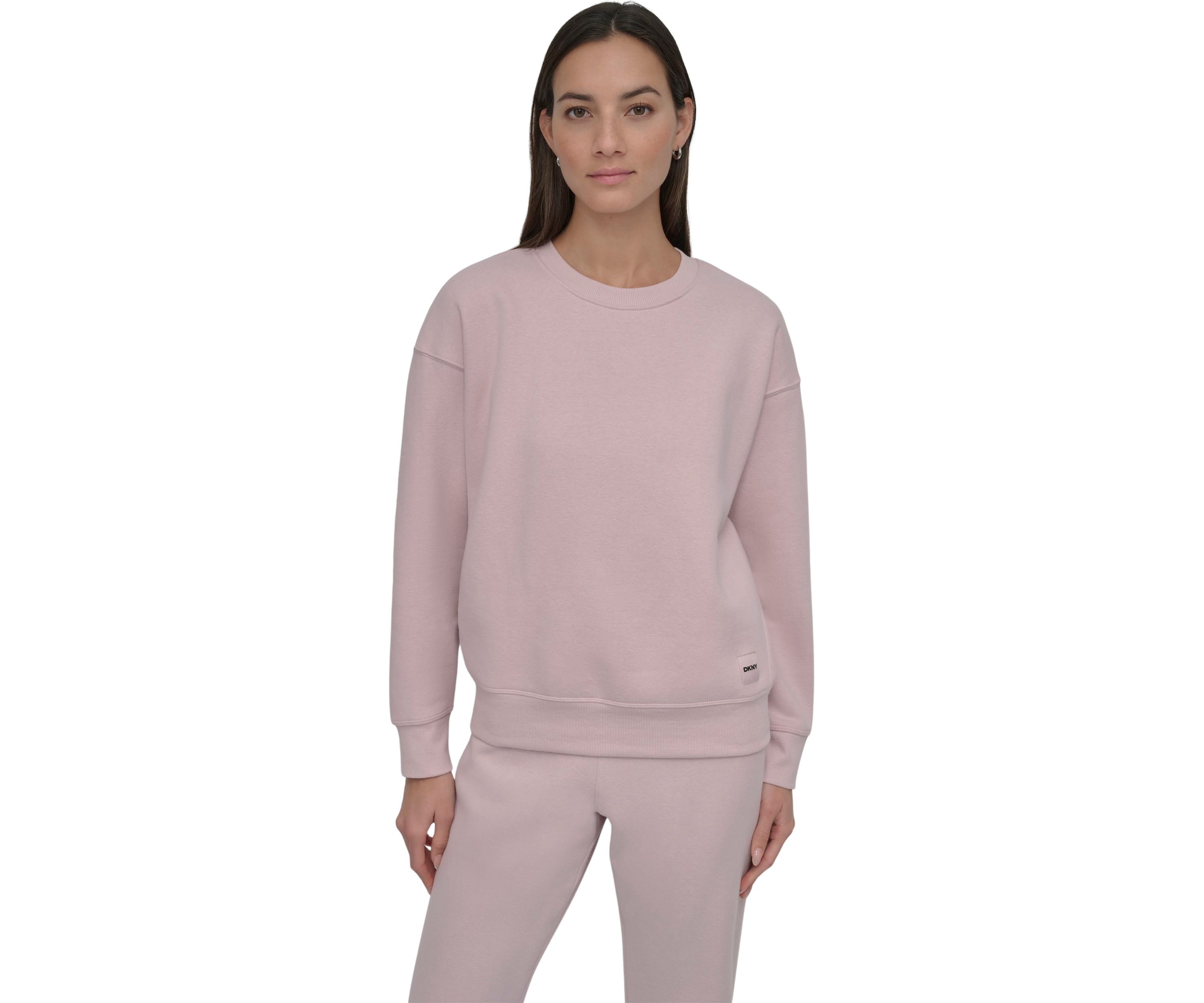 Tonal Logo Patch Crew Neck Drop Shoulder Pullover 