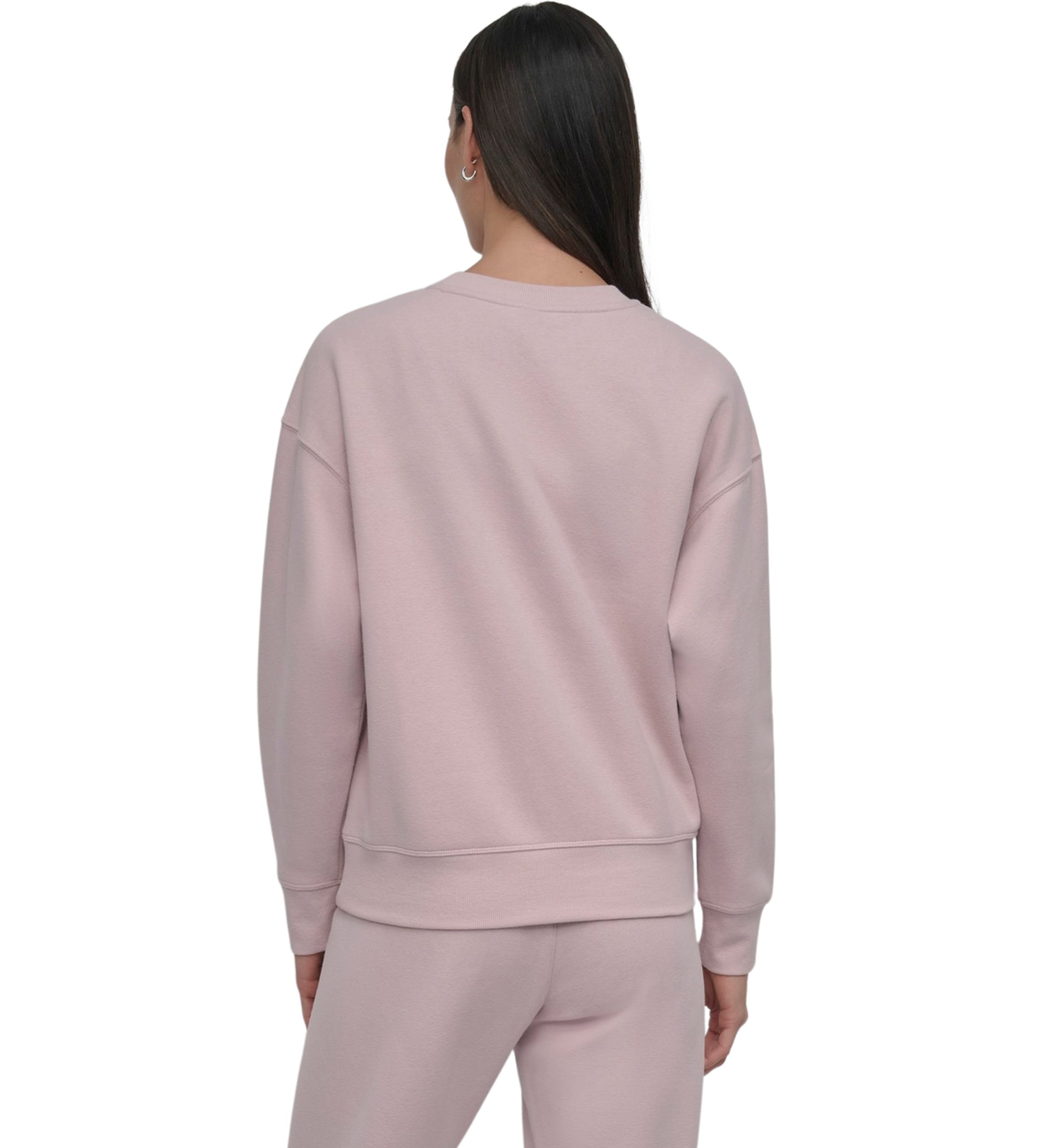 Tonal Logo Patch Crew Neck Drop Shoulder Pullover 
