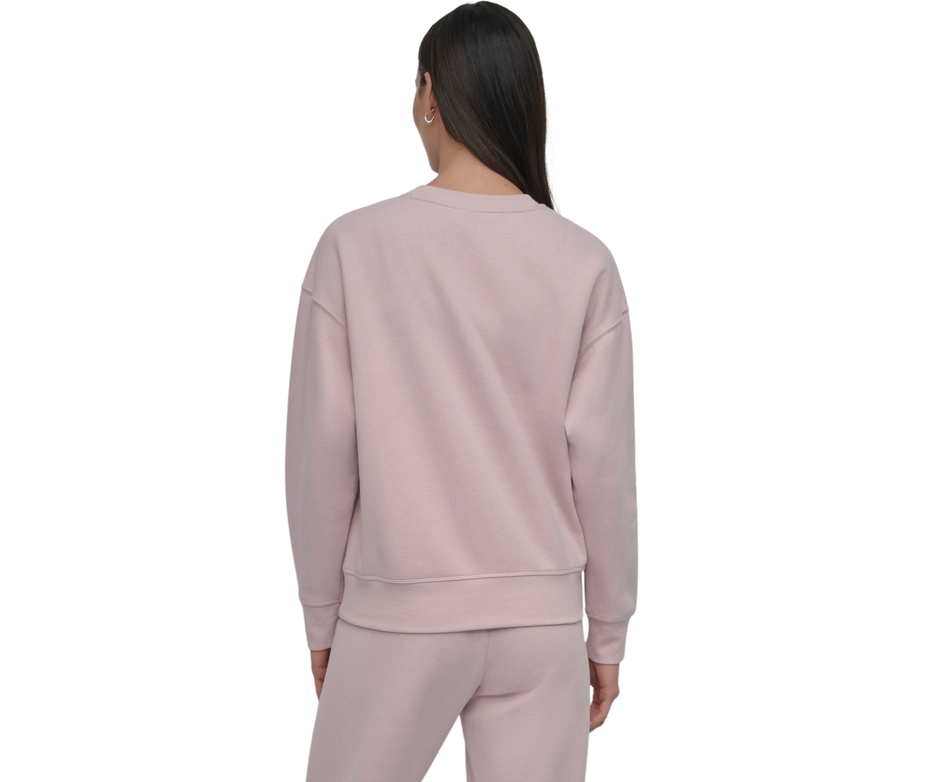 Tonal Logo Patch Crew Neck Drop Shoulder Pullover 