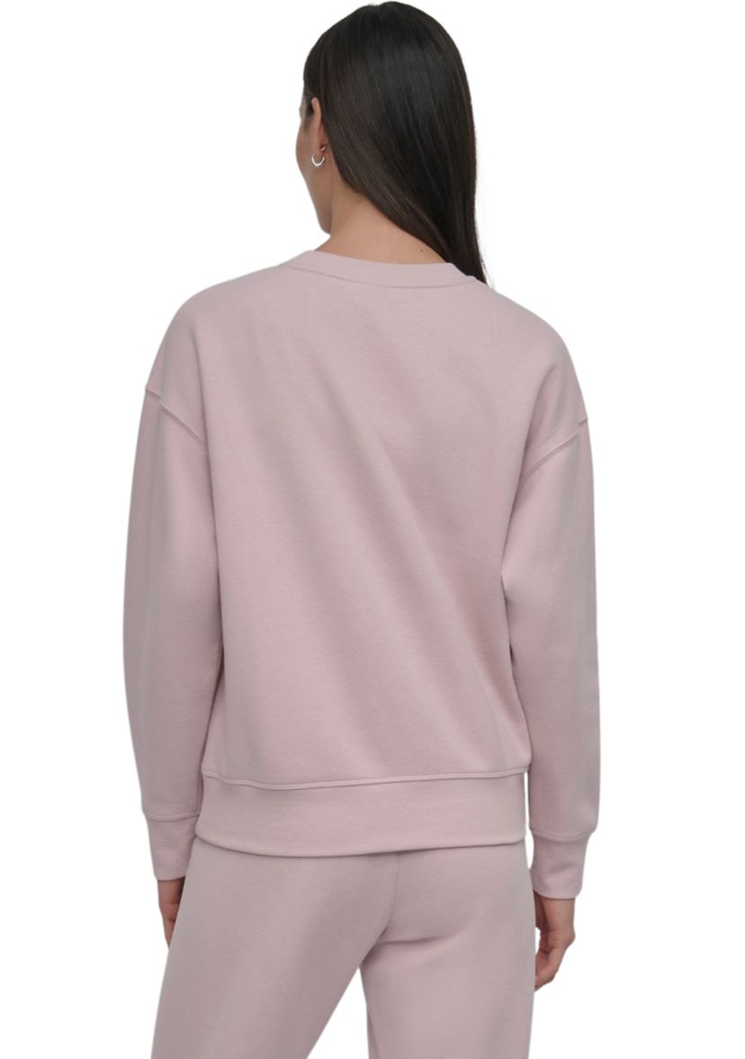 Tonal Logo Patch Crew Neck Drop Shoulder Pullover 