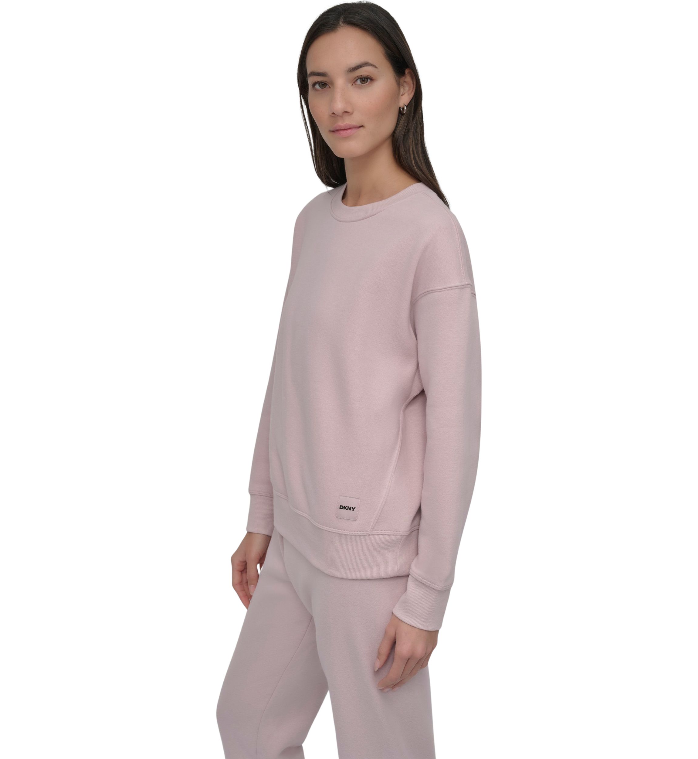 Tonal Logo Patch Crew Neck Drop Shoulder Pullover 