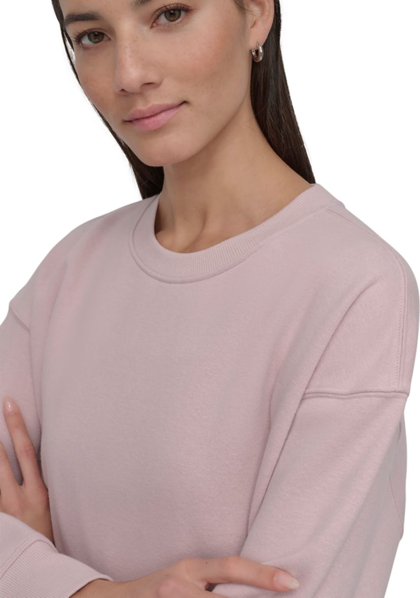 Tonal Logo Patch Crew Neck Drop Shoulder Pullover 