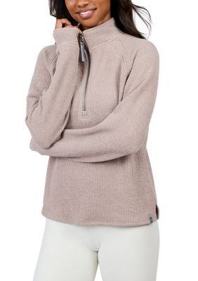 Free Country Women's Ripple Knit Half Zip Front Pullover, XL