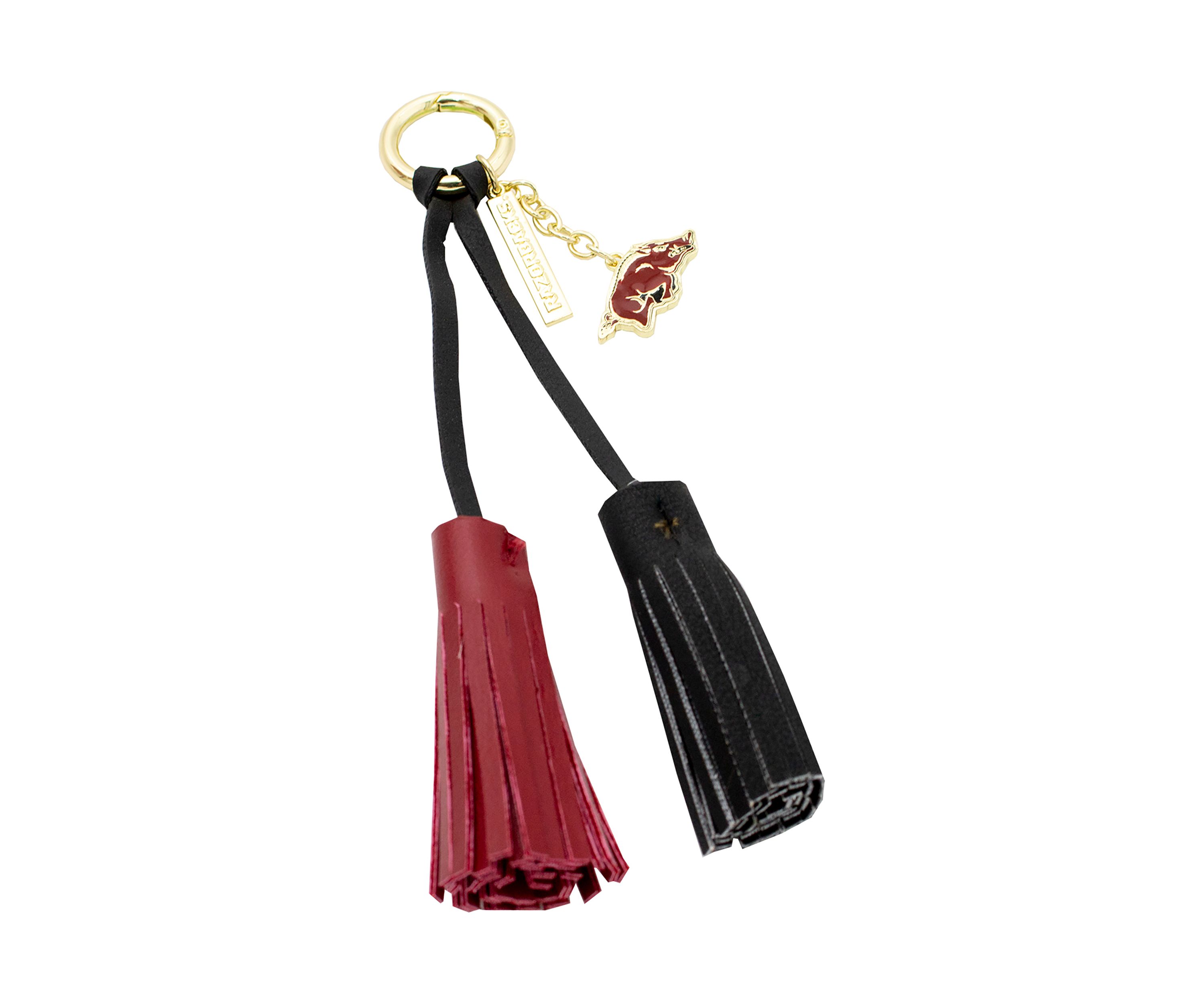 NCAA University of Arkansas Fayetteville Tassel Keychain With Charm