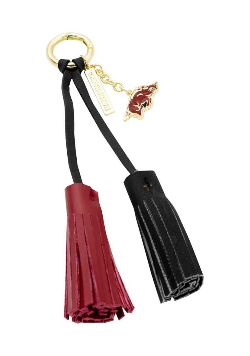 NCAA University of Arkansas Fayetteville Tassel Keychain With Charm