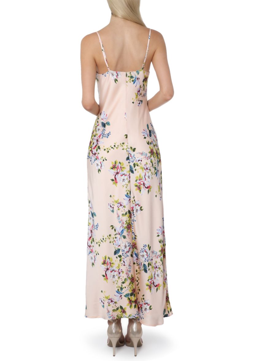 Womens Floral Satin Maxi Dress