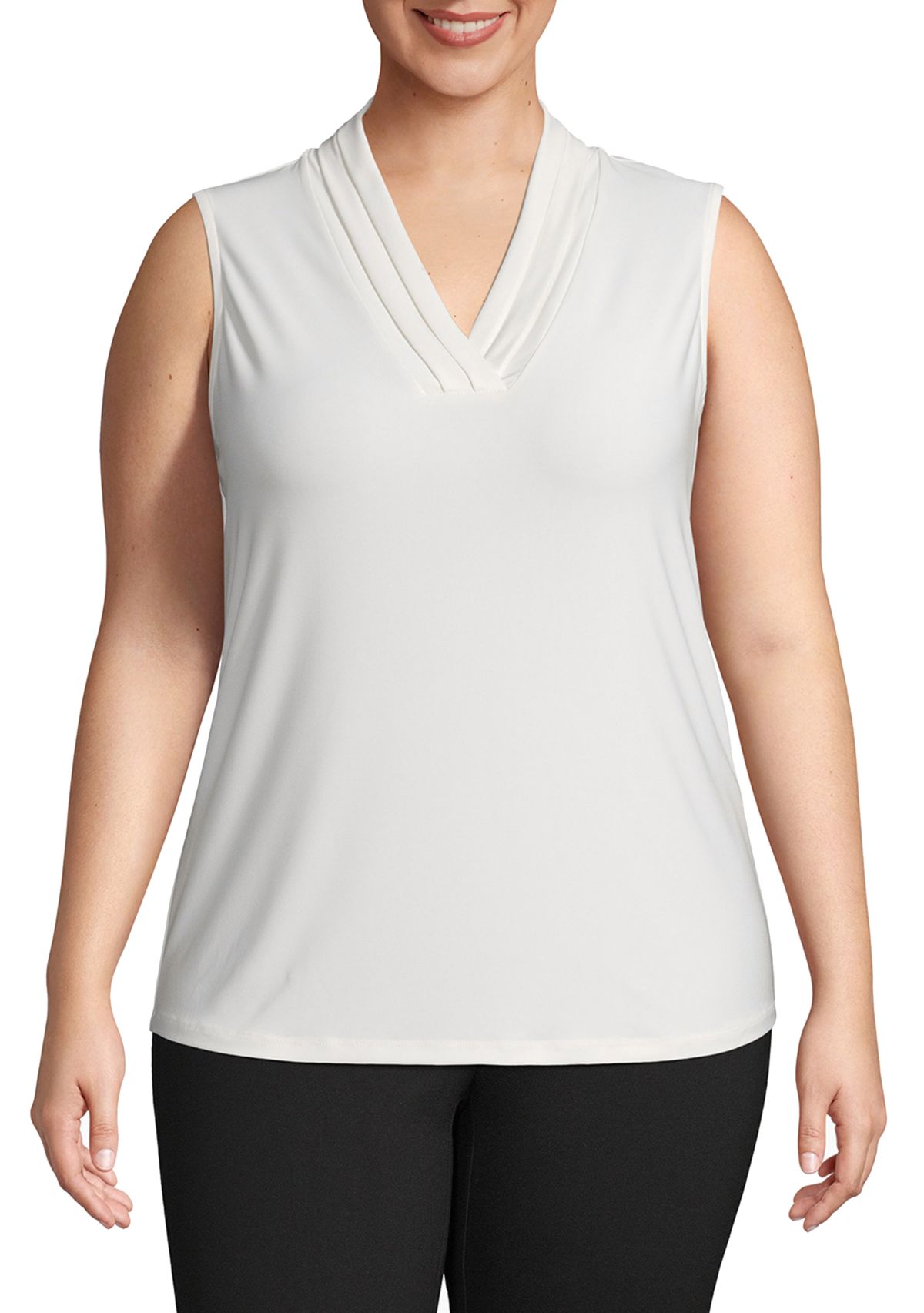 Plus Size Solid Triple Pleat Top    