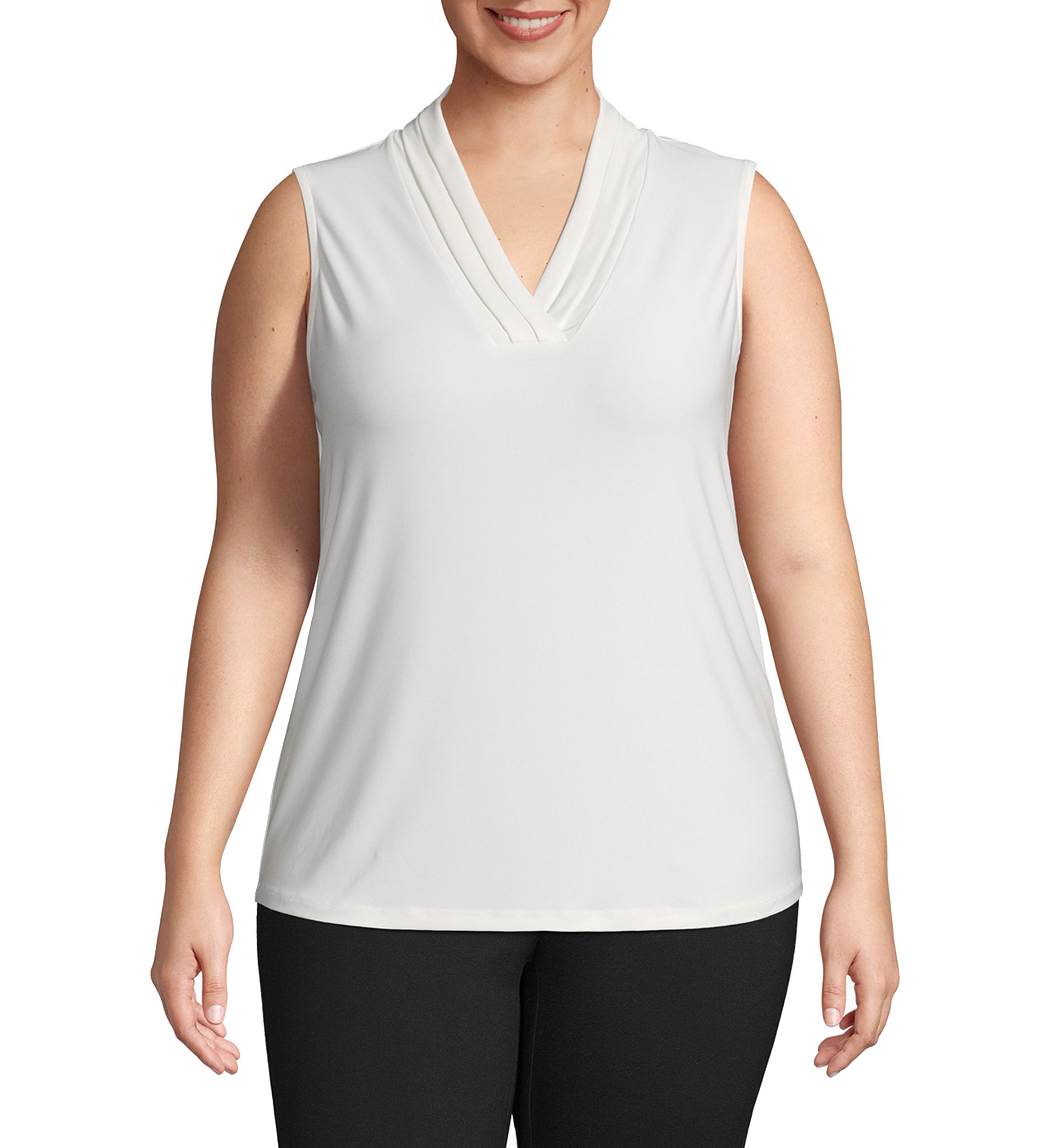 Plus Size Solid Triple Pleat Top    