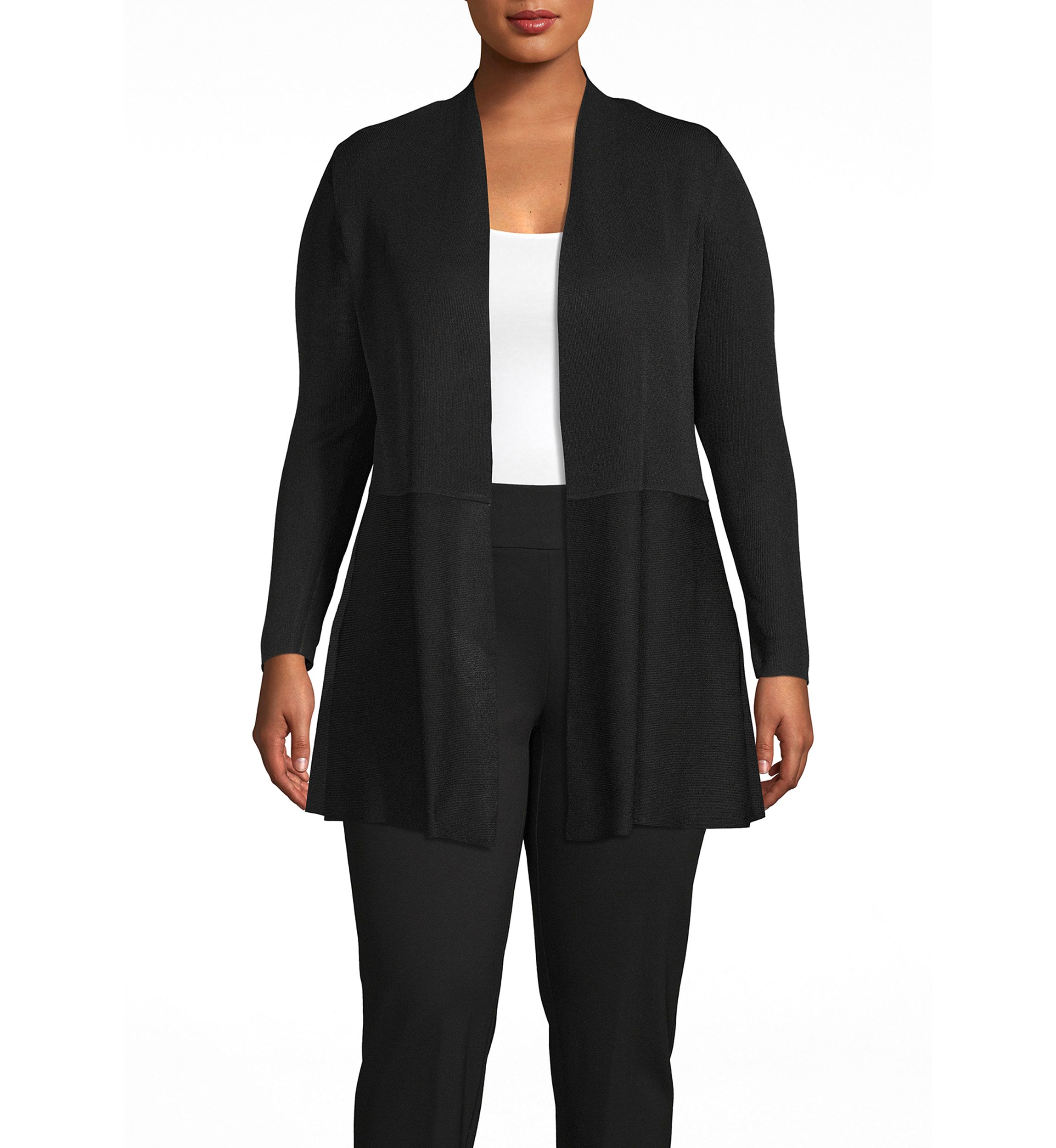 Plus Size Long Waist Seam Cardigan
