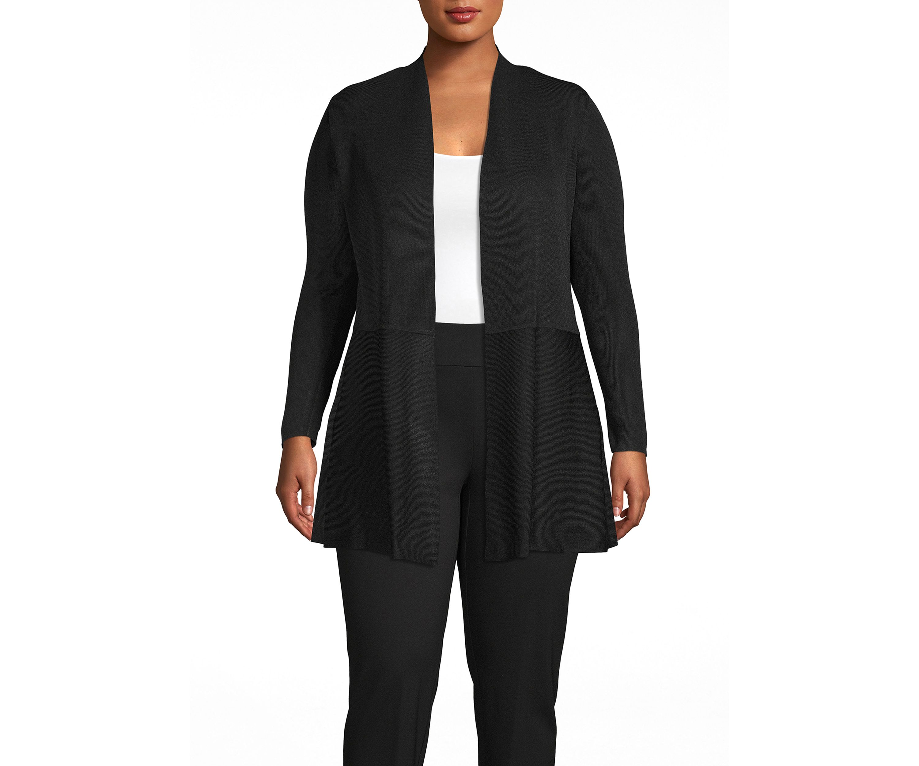 Plus Size Long Waist Seam Cardigan