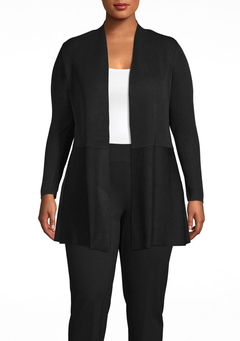 Plus Size Long Waist Seam Cardigan
