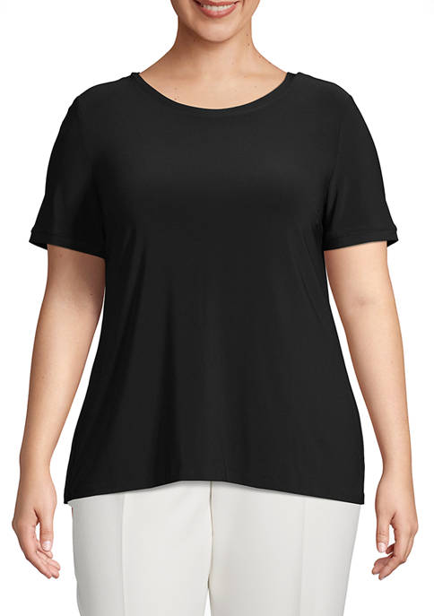 Anne Klein Plus Size Solid Button Back T-Shirt