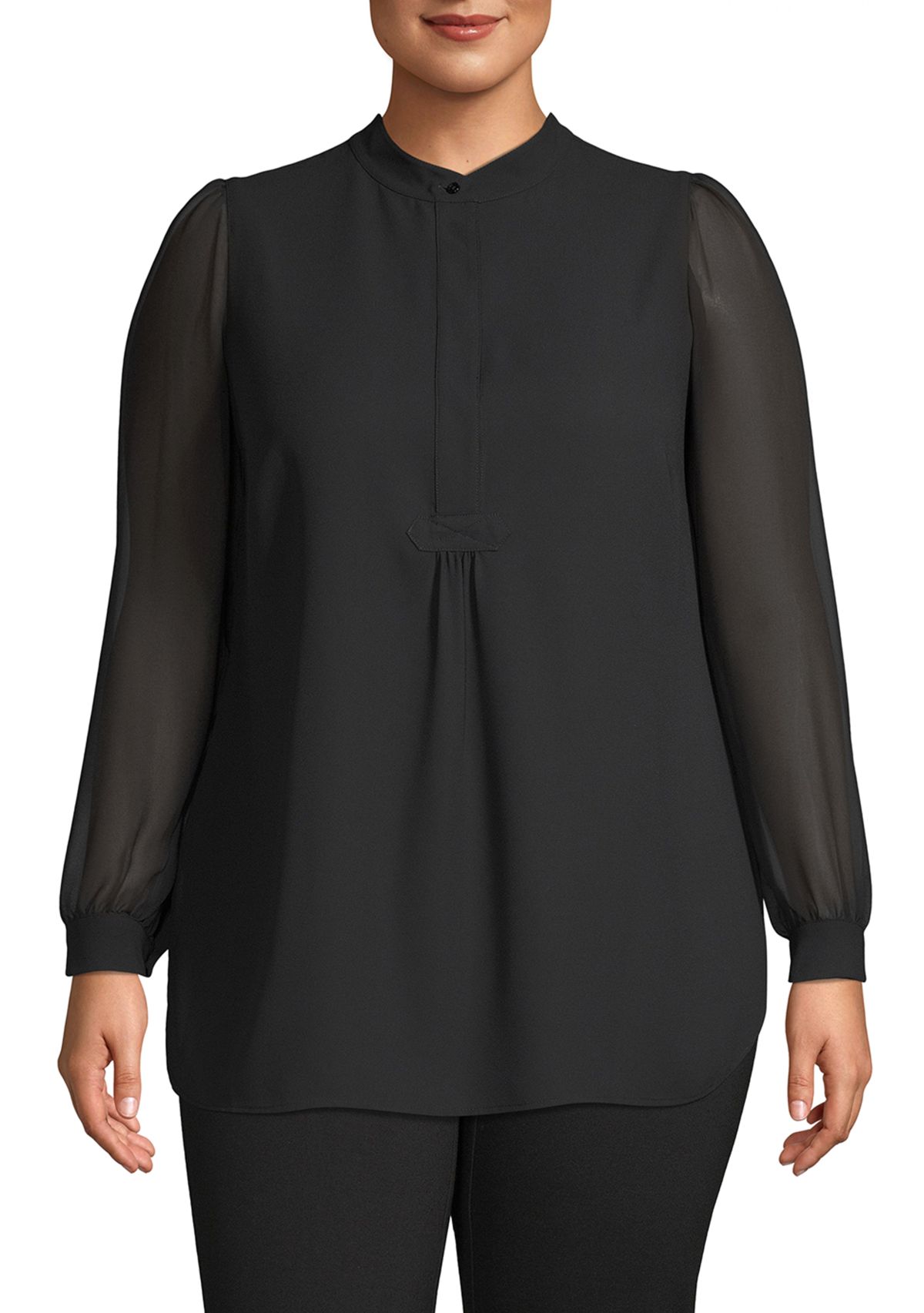 Plus Size Solid Poet Blouse