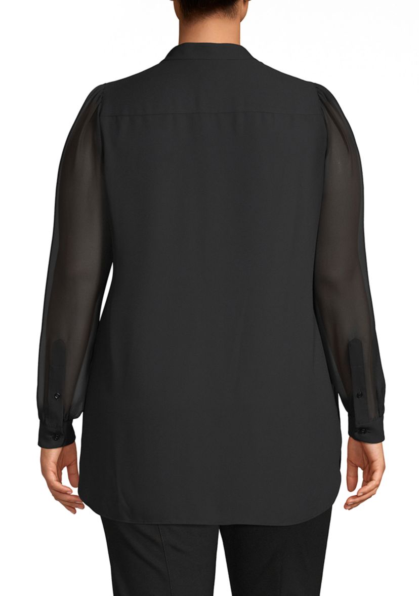 Plus Size Solid Poet Blouse