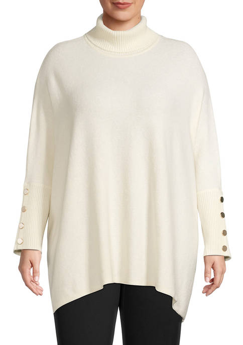 Anne Klein Plus Size Boucle Drop Shoulder Sweater