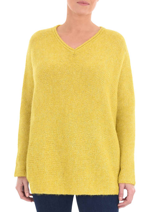 Live Unlimited Plus Size V-Neck Boxy Pullover Sweater