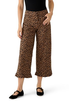 Crown & Ivy Women's Cropped Ruffle Pants